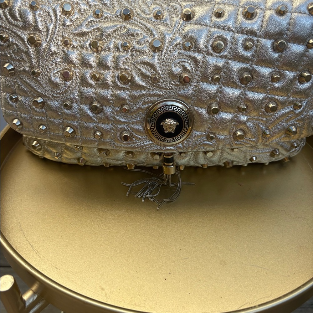Versace Silver run way edition Studded Shoulder Bag